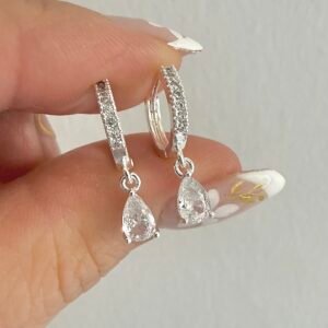 Aros Acero Blanco Art537 Gota Gris
