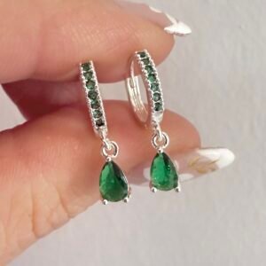 Aros Acero Blanco Art537 Gota Verde