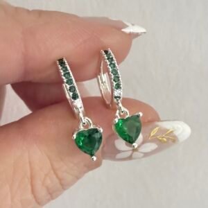 Aros Acero Blanco Art537 Corazon Verde