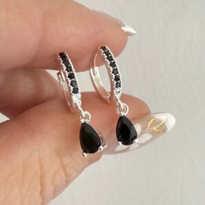 Aros Acero Blanco Art537 Gota Negra