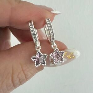 Aros Acero Blanco Art978 Estrella Rosa