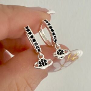 Aros Acero Blanco Art978 Saturno Negro