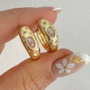 Aros Acero Dorado Art552 Gris